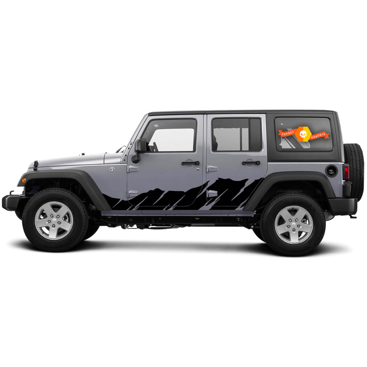 2 Side JEEP Decal Sticker Rocker panel Mountains side door graphics  Wrangler JK 4 Door