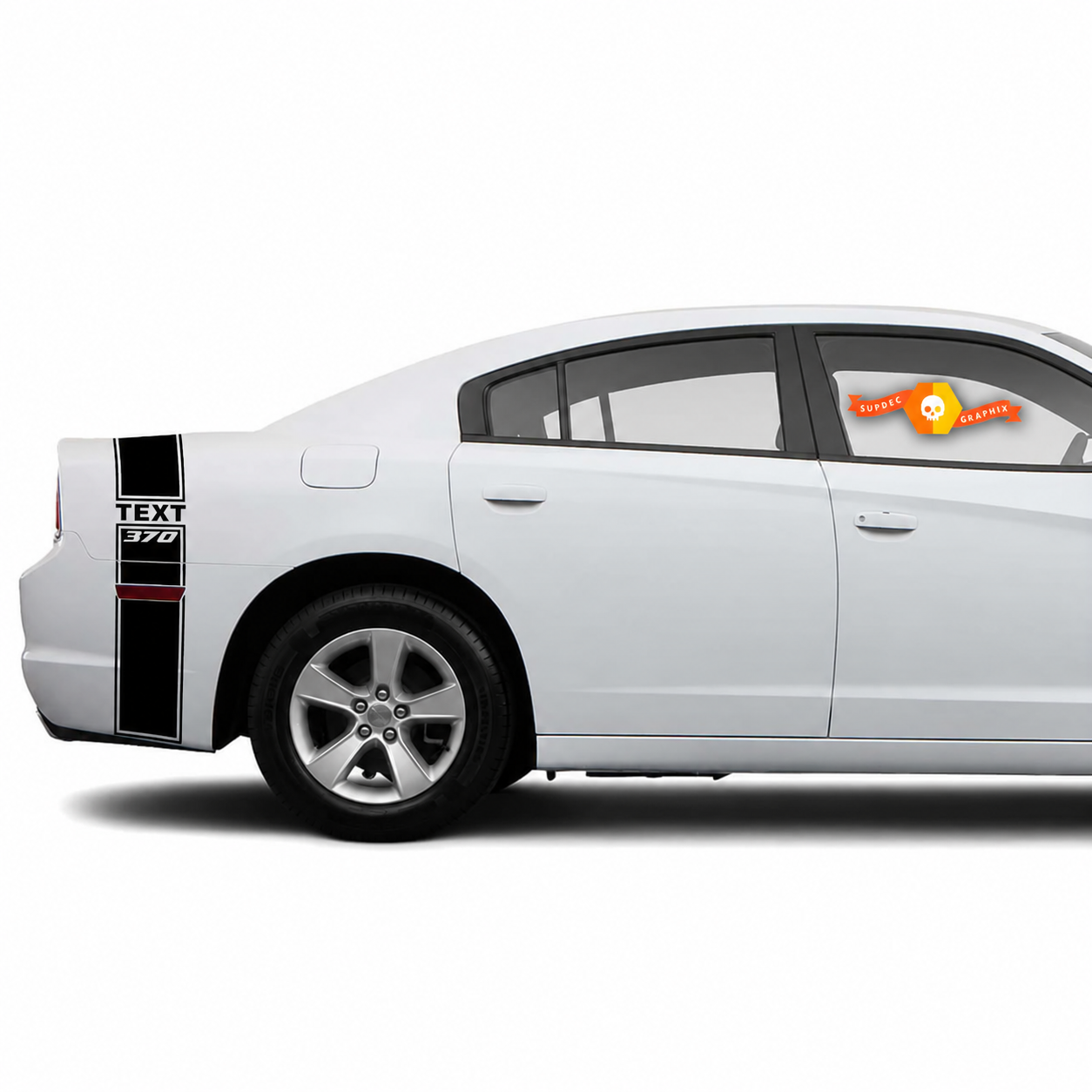 Hemi Style TEXT 370 Band Kit Rear Fender Trunk Rear Bumper Vinyl Decal Sticker for Dodge Charger 2011-2014