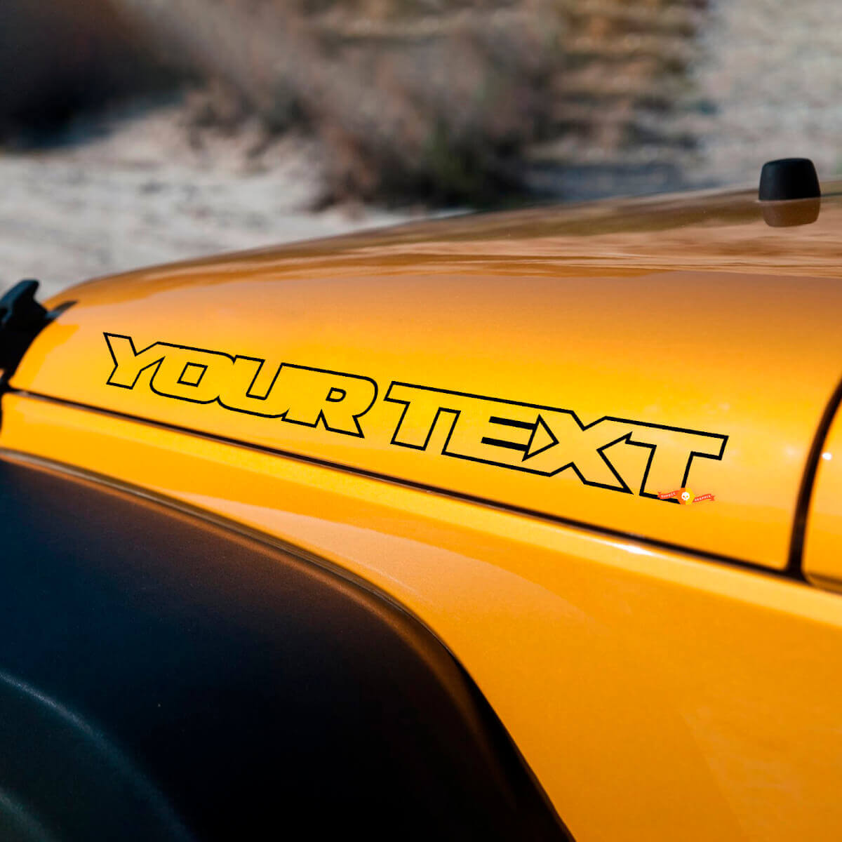 Custom Hood Outline Text Vinyl Decal Pair for Jeep Wrangler