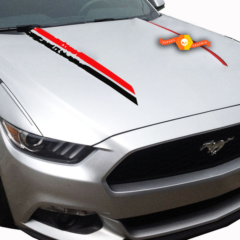 Ford Mustang Hood Side Destroyed Stripes Graphics Decals Any Colours