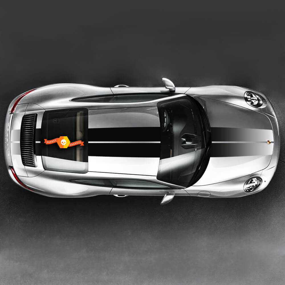 Double Stripes Upper Side Vinyl Decal Kit for Porsche Cars