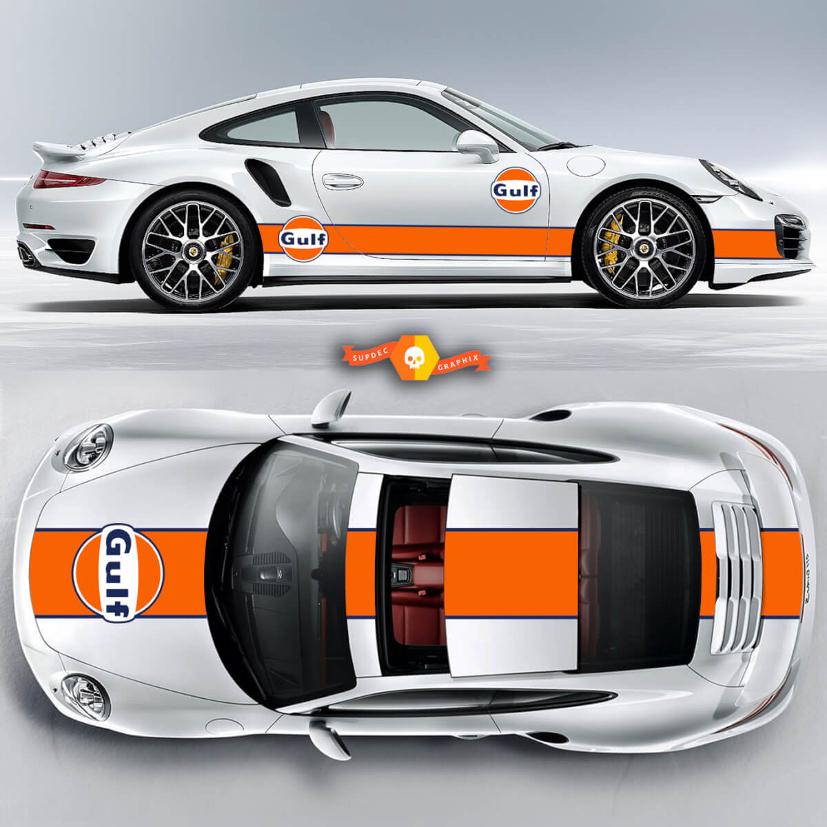 Erstaunliche Porsche GULF Racing Stripes für Carrera Cayman Boxster oder jeden Porsche