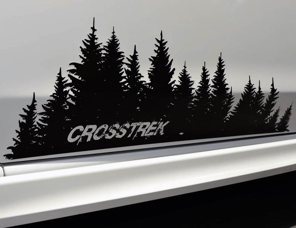 Subaru Crosstrek tree Decal Destroyed vinyl Door graphic Forest Silhouette Tree sticker