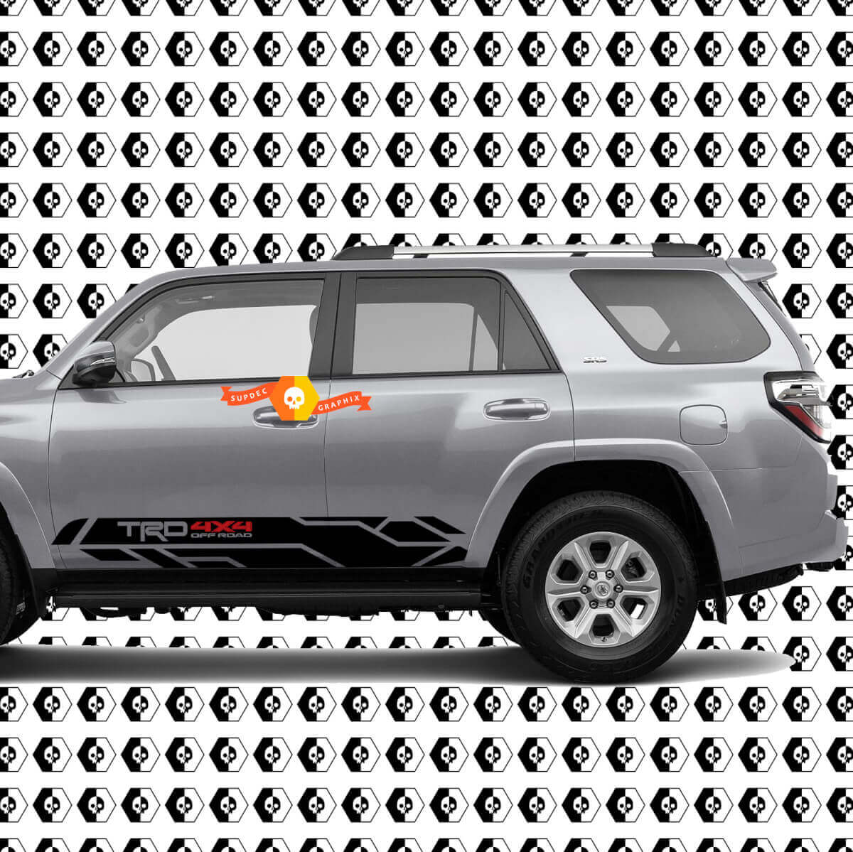 TRD style 4x4 off road Rocker Panel Side Stripes Vinyl Stickers Decal Kit for 4Runner