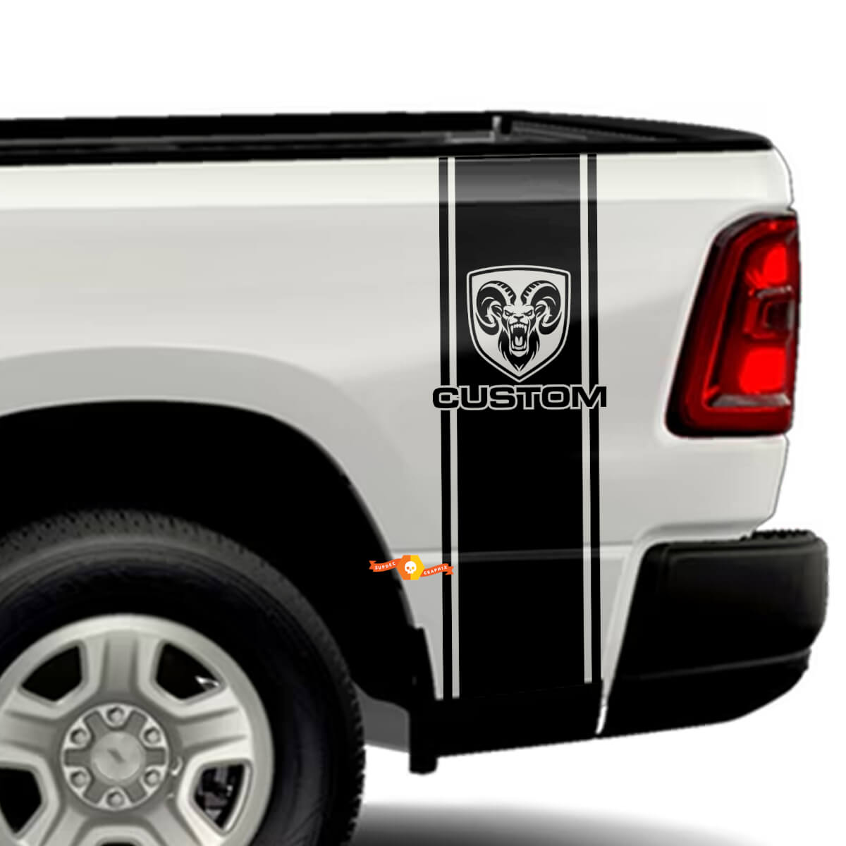 Angry RAM Side Bed Stripe Kit Vinyl Decal for Dodge Ram Truck