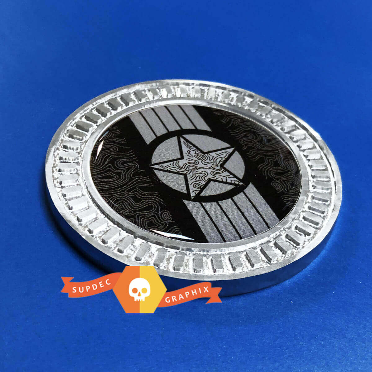 Military Star Topographic Lines 3D Aluminum Emblem for Jeep Wrangler 