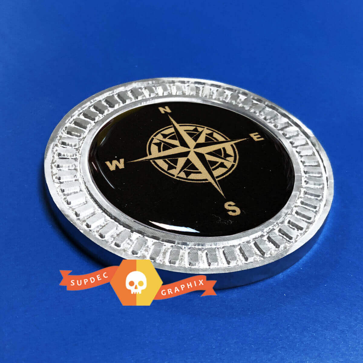 Compass 3D Domed Aluminum Side Emblem for Jeep Wrangler JL JK YJ TJ