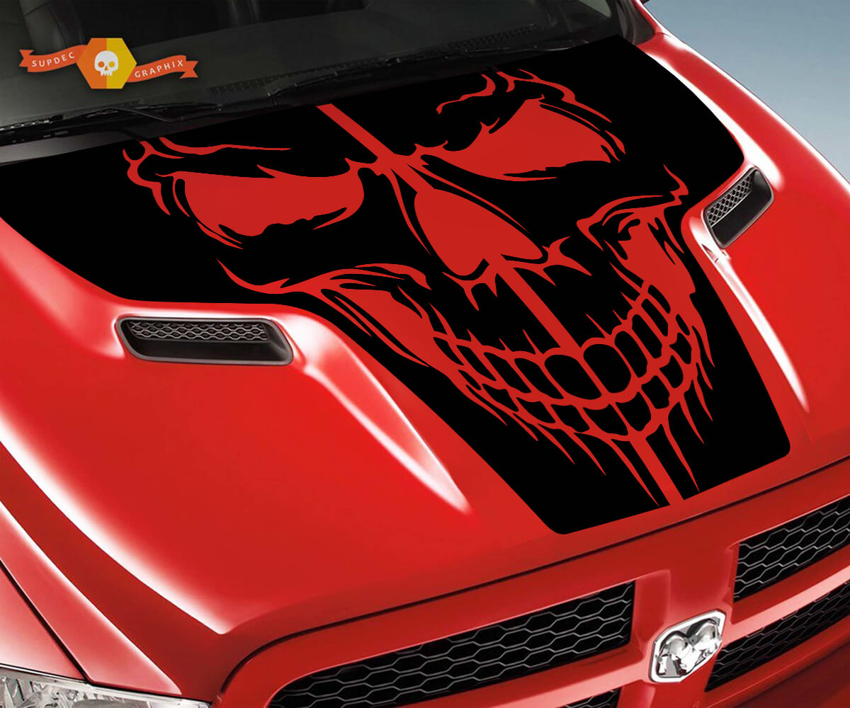 Dodge 2010-2018 Ram Rebel Hood Skull Logo Truck Vinyl Decal Graphic Pick Up Pickup ram 1500 2500 rebel