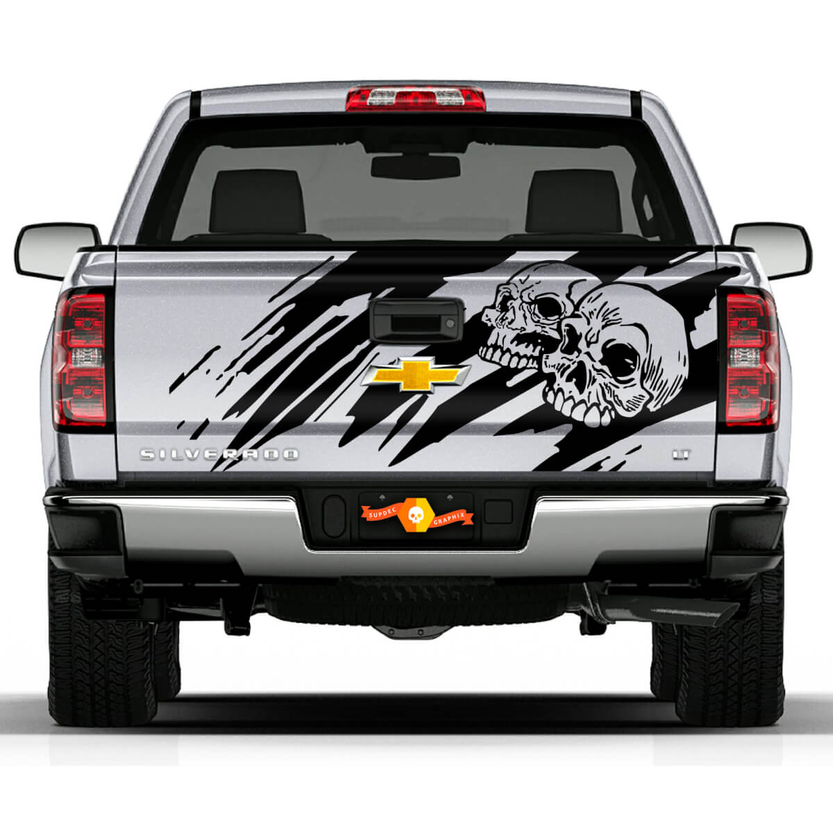 Tailgate Skull Distressed Grunge Design Design Hood Door Automobile Bed Bed Pickup Veicolo camion Vinile Grafica Decalcomania