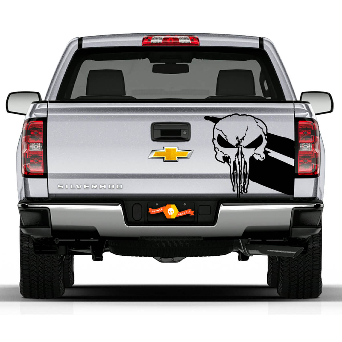  Tailgate Skull Distressed Grunge Design Car Bed Pickup Vehicle Truck Vinyl Graphic Decal 