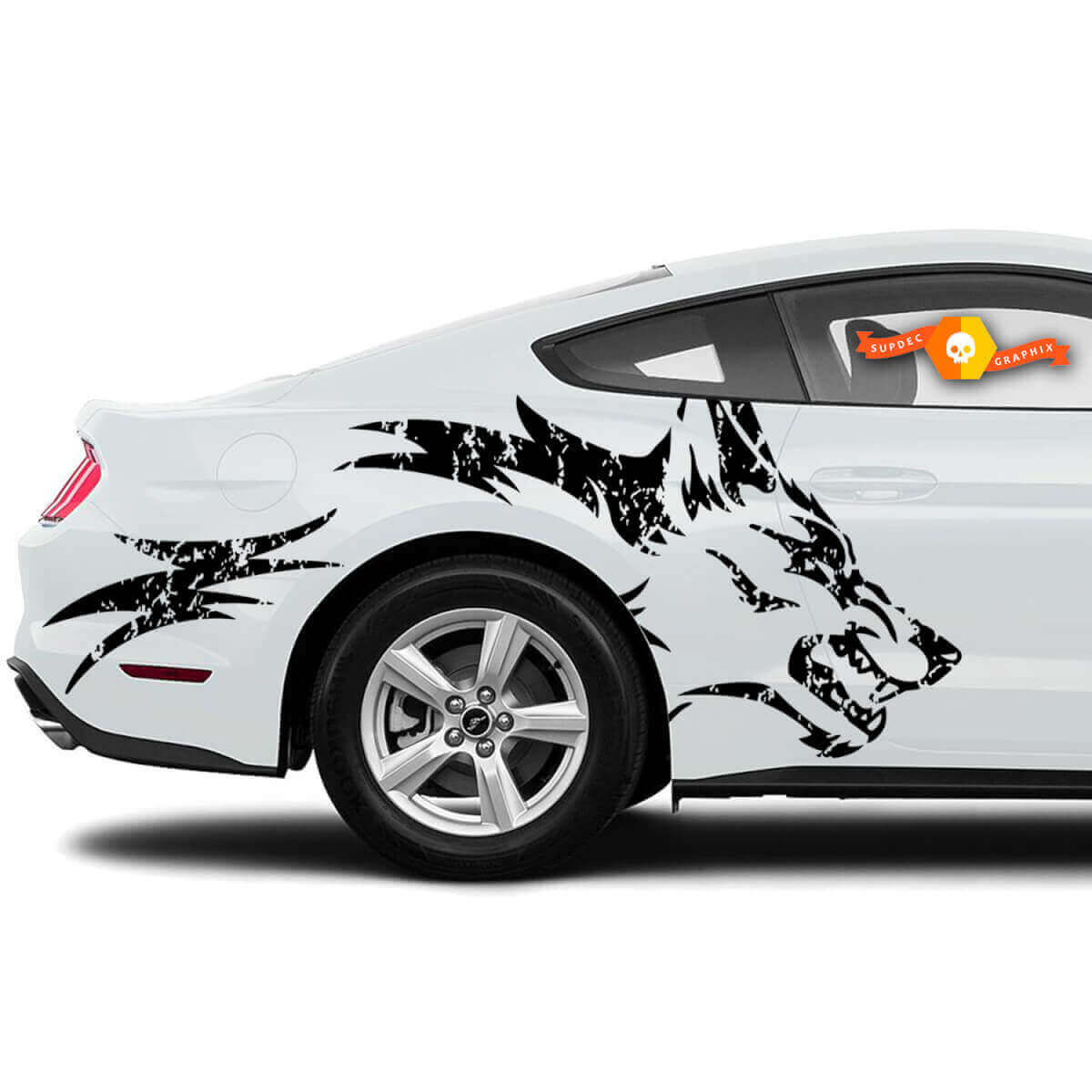 Wolf Graphic Rear Side Fenrer Vinyl Decal Sticker for Musclecar Mustang