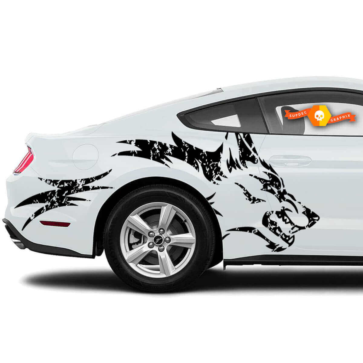 Wolf Graphic Rear Side Fenrer Vinyl Decal Sticker for Musclecar Mustang
