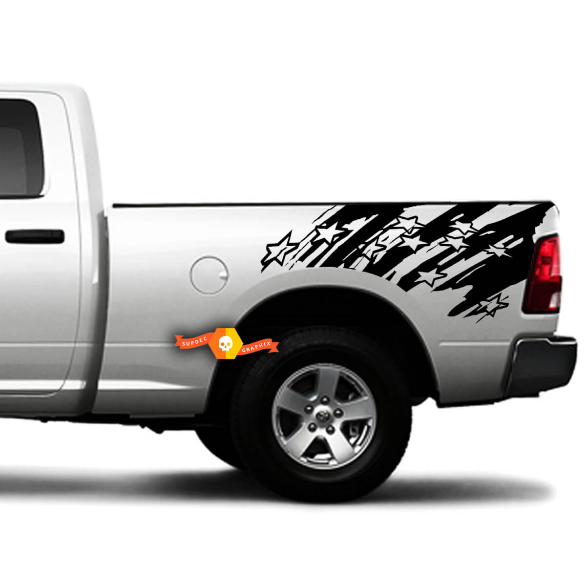 2 laterales angustiada bandera americana estrellas SUV grunge lateral camioneta camión vehículo camión vinilo gráfico calcomanía