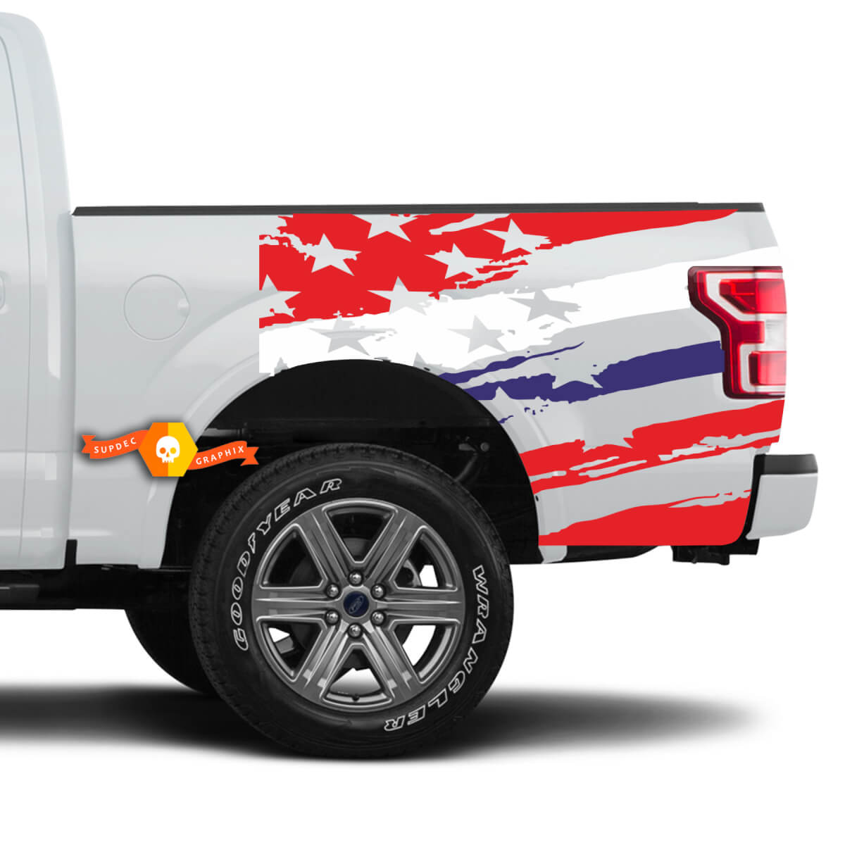 Truck Bed US flag COLORS Vinyl Decals