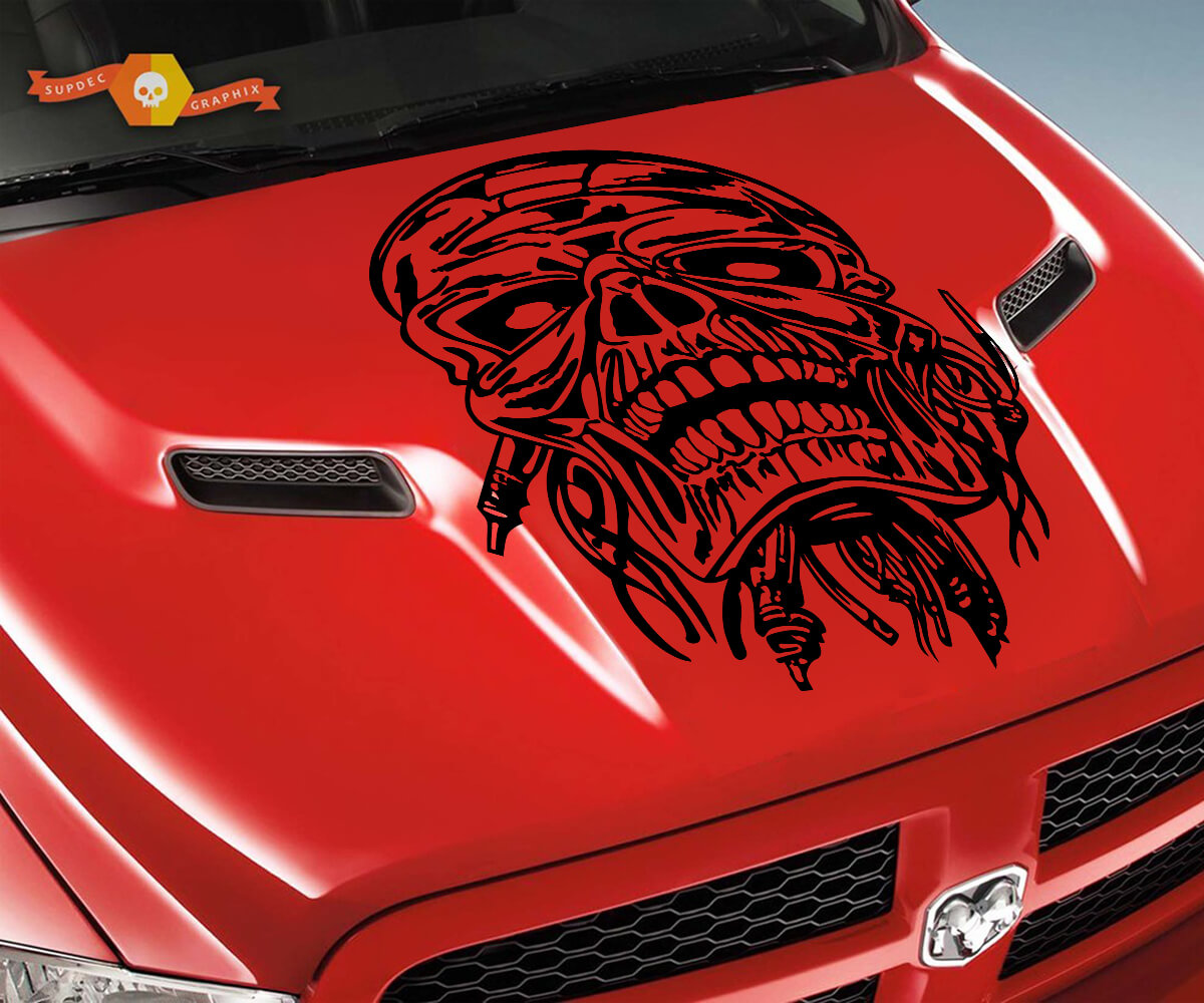 Dodge 2010-2018 Ram Rebel Hood Skull Maiden Wire Logo Truck Vinyl Decal ...