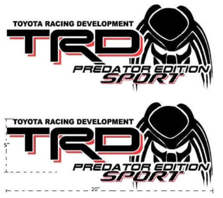 TRD Predator Edition Sport Rear Side Vinyl Decals Kit for Toyota Trucks