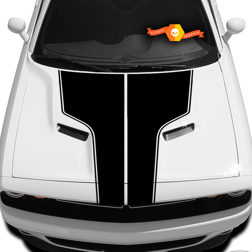 Dodge Challenger Hood T Decal With Outline Sticker Hood graphics fits to models 09 - 14