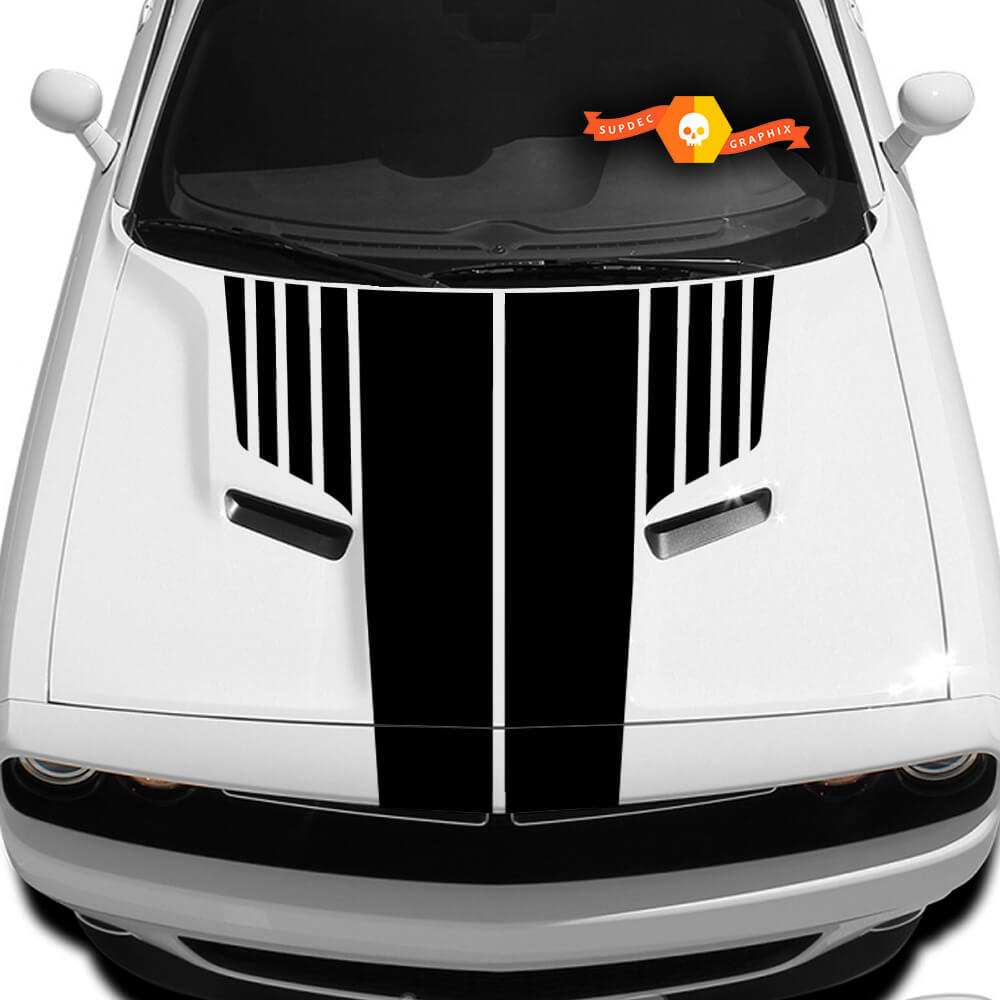Dodge Challenger Hood T Decal Ribbed Challenger Sticker Hood graphics fits to models 09 - 14