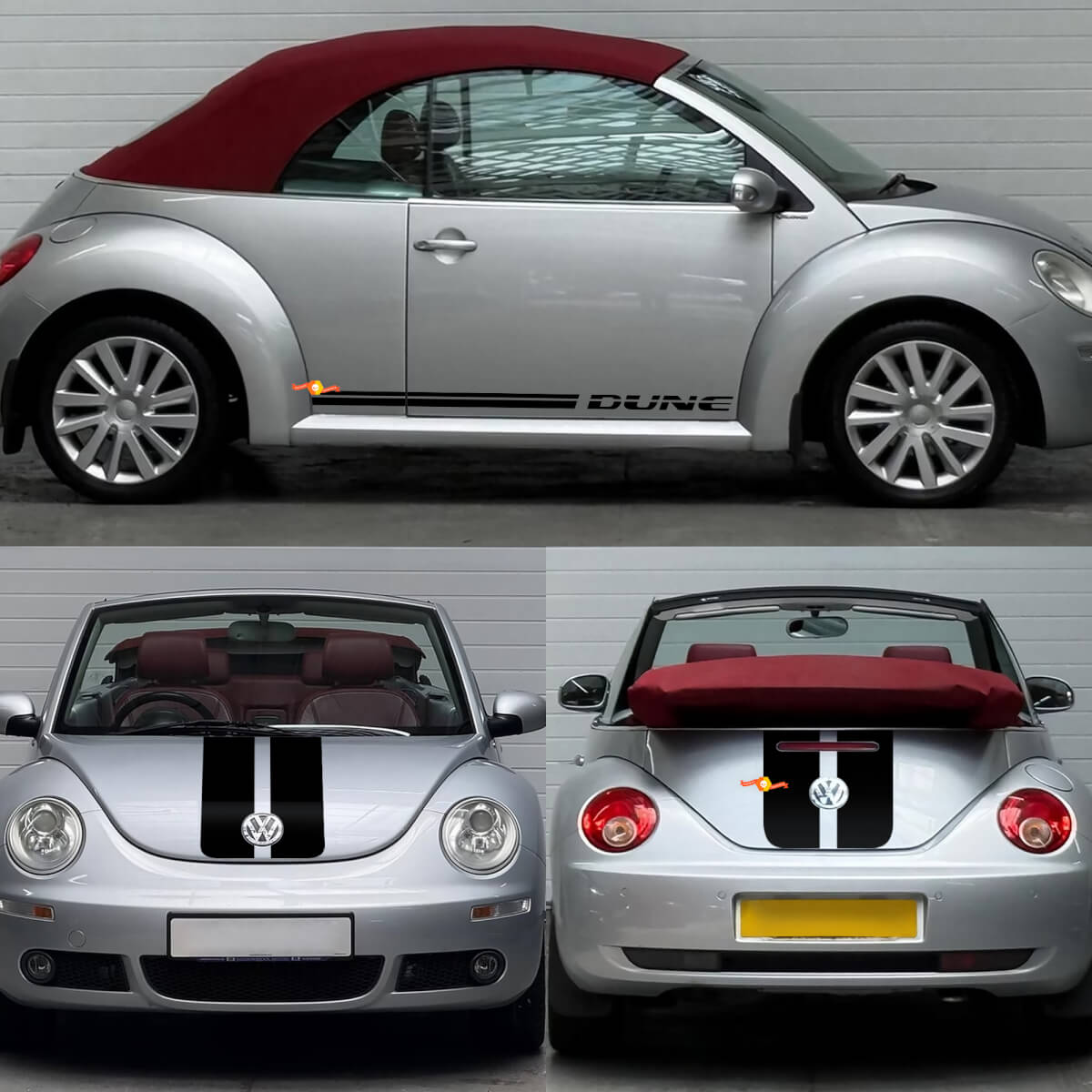 Dune Style Hood Trunk & Side Stripes Vinyl Decal Kit for Volkswagen Beetle 