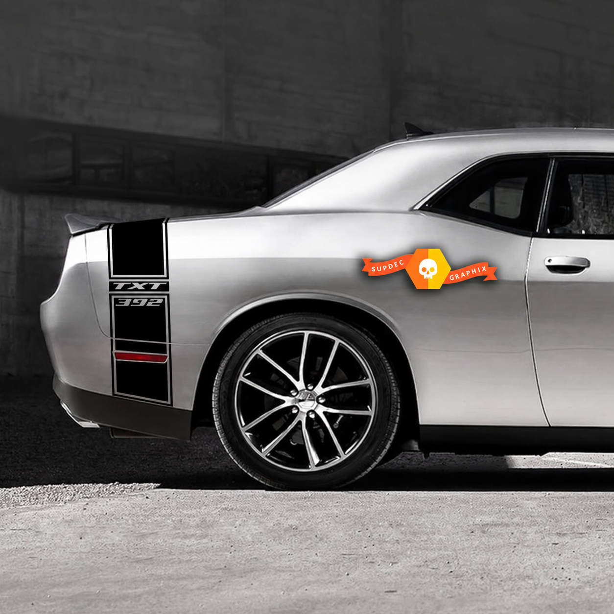392 SRT Style Custom TXT Tail Band Kit Rear Fender Trunk Rear Bumper Vinyl Decal Sticker for Dodge Challenger