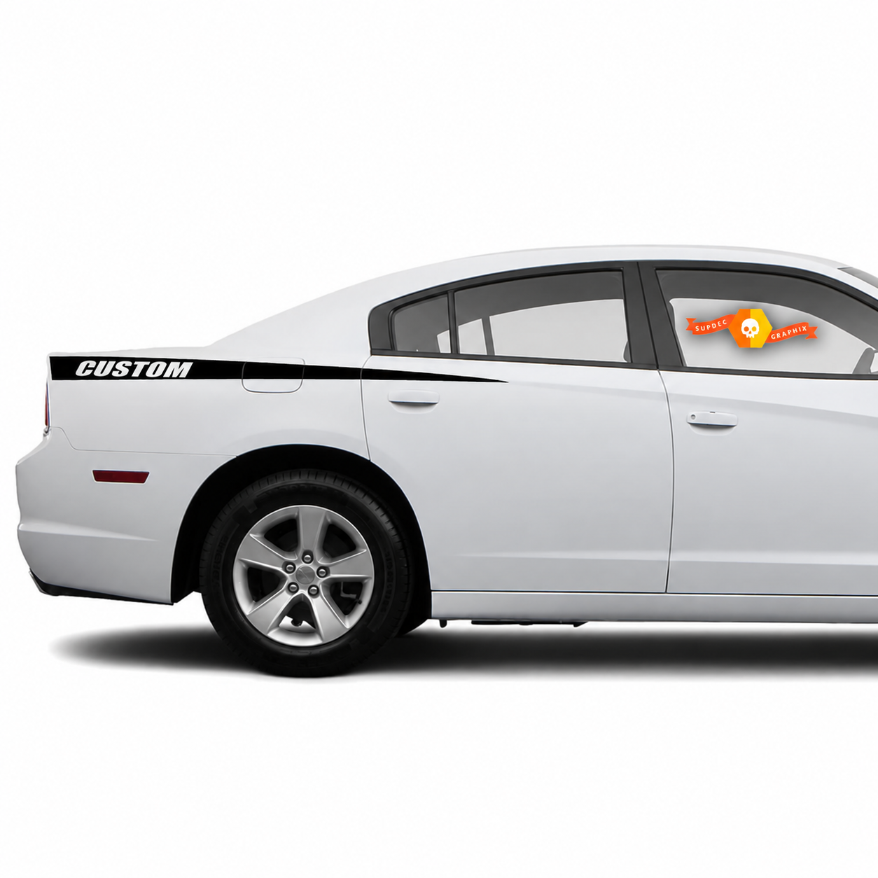 CUSTOM Block Long Stripe Pair Side Vinyl Decal Sticker for Dodge Charger 2011-2014