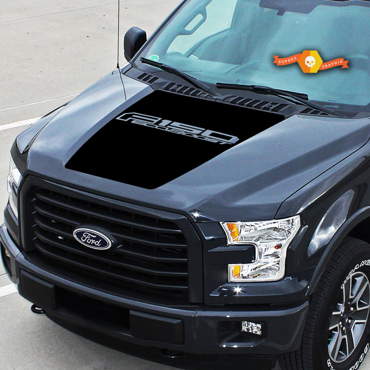 Fits Ford F-150 Center Logo EcoBoost Center Hood Graphics Stripes Vinyl Decals Truck Stickers 15-20