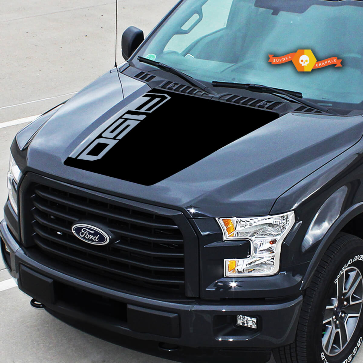 Fits Ford F-150 One Side Logo EcoBoost Center Hood Graphics Stripes Vinyl Decals Truck Stickers 15-20