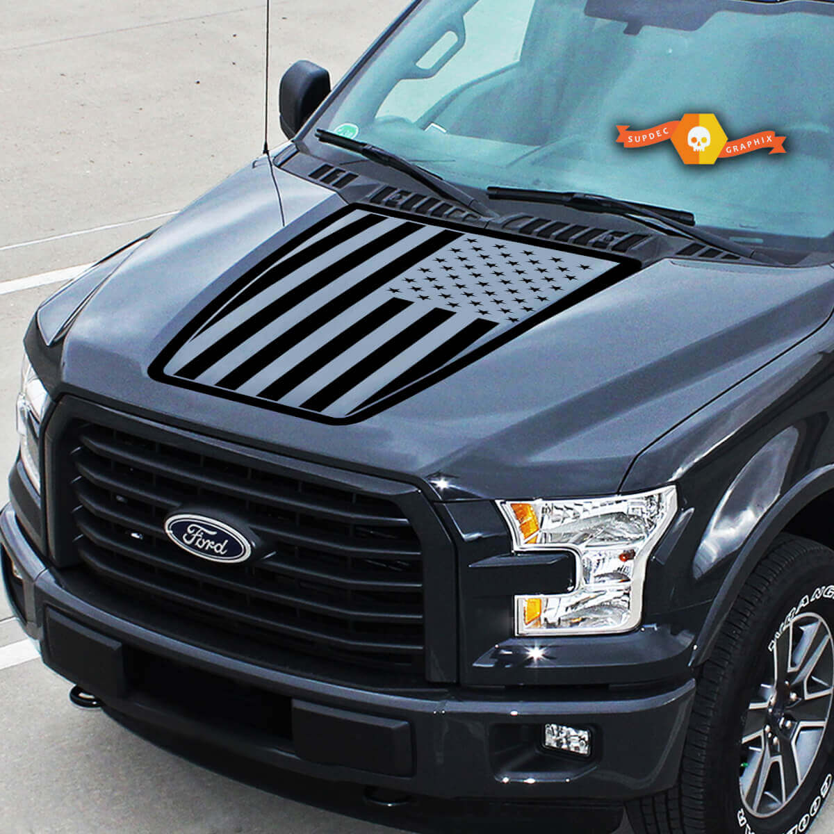 USA Flag EcoBoost Center Hood Graphics Stripes Vinyl Decals Truck Stickers for Ford F-150 2015-2020