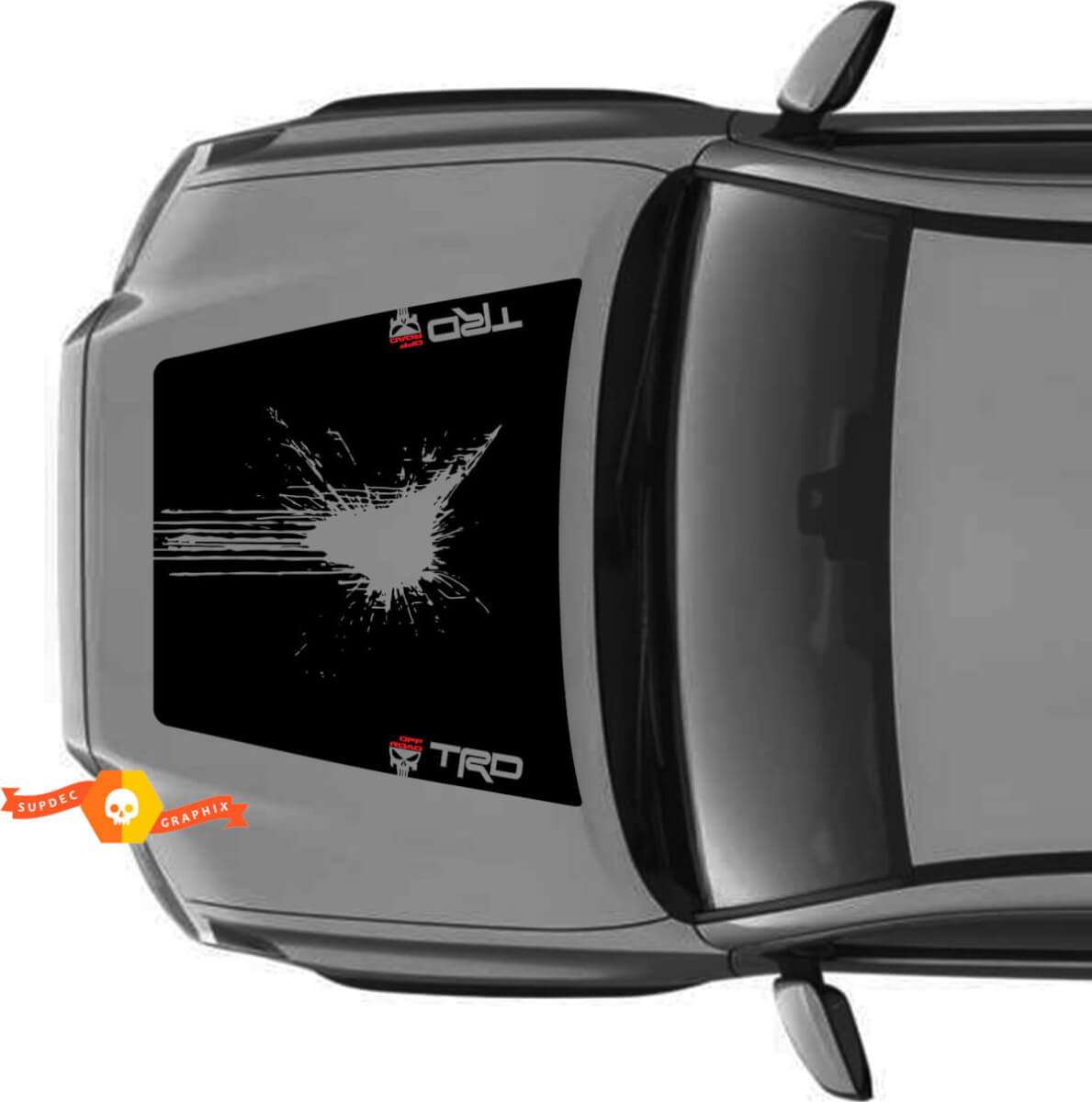 Huge TRD Off Road NO SCOOP! Punisher Blood Hood Destroyed Vinyl Stickers Decal fit to Toyota Tacoma 2016 - 2021 models