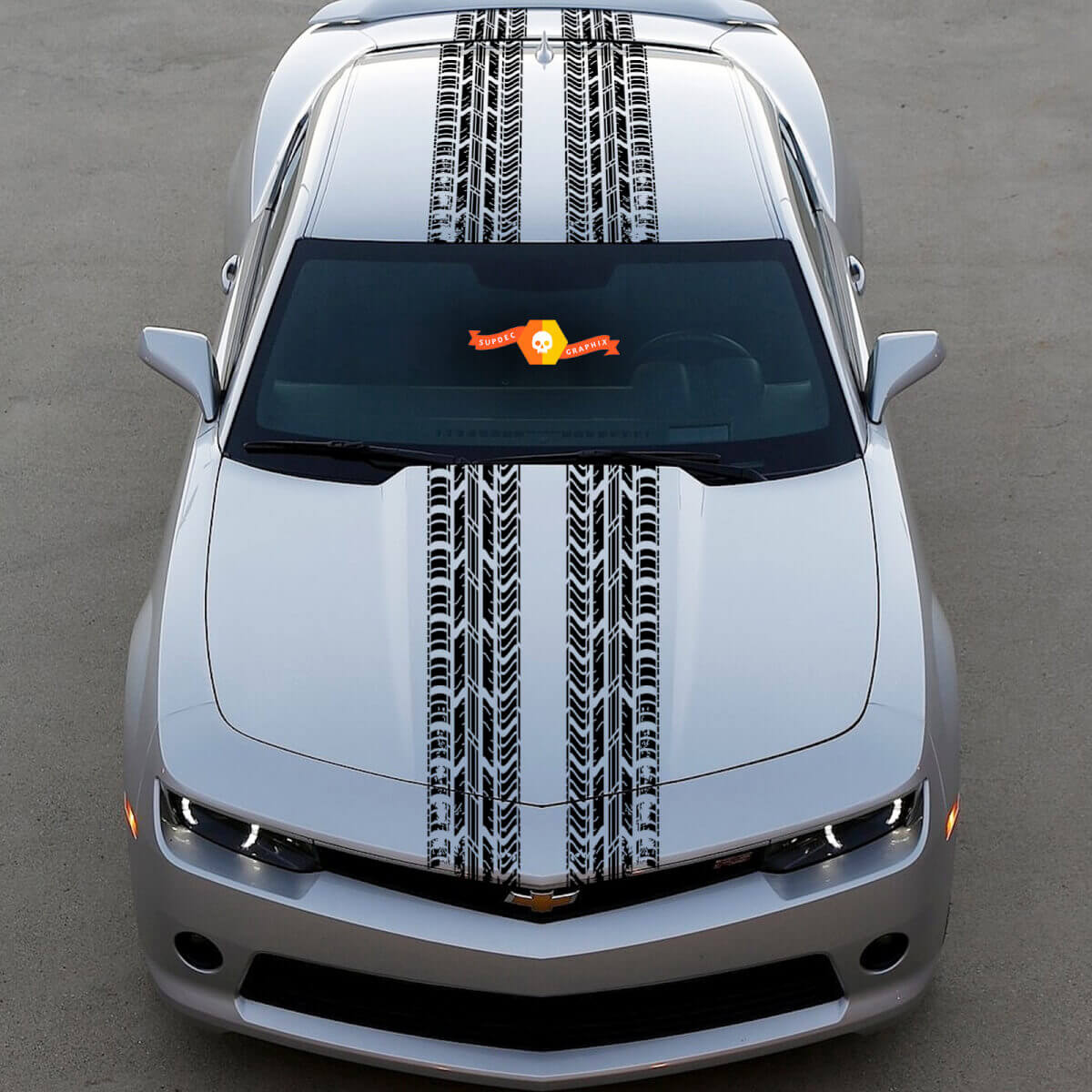 Dual Tire Tracks Stripes Hood Roof Trunk Vinyl Decal Sticker for Chevy Dodge Mustang 