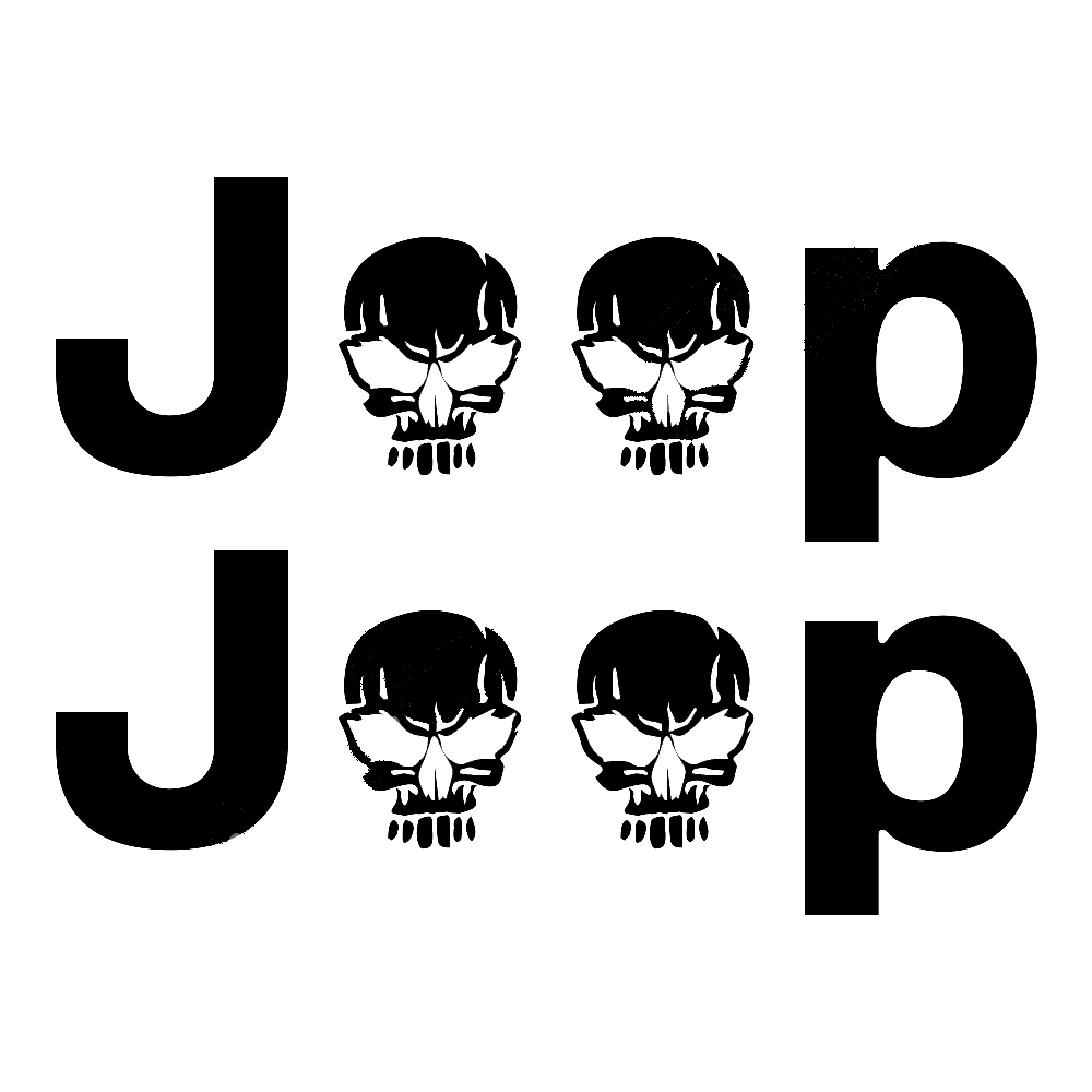 2 Jeep Wrangler Skull Rubicon YK JK XJ Vinyl Sticker Decals