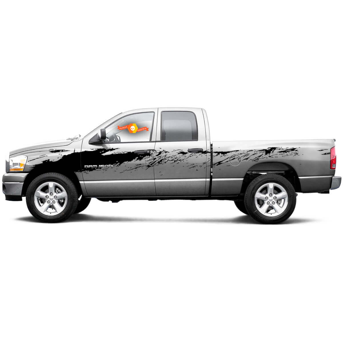 Splash Mud Dirt 4x4 Side Bed Doors Pickup Distressed Grunge Truck Car Vinyl Graphic Decal Sticker Bedside f-150 tundra ram