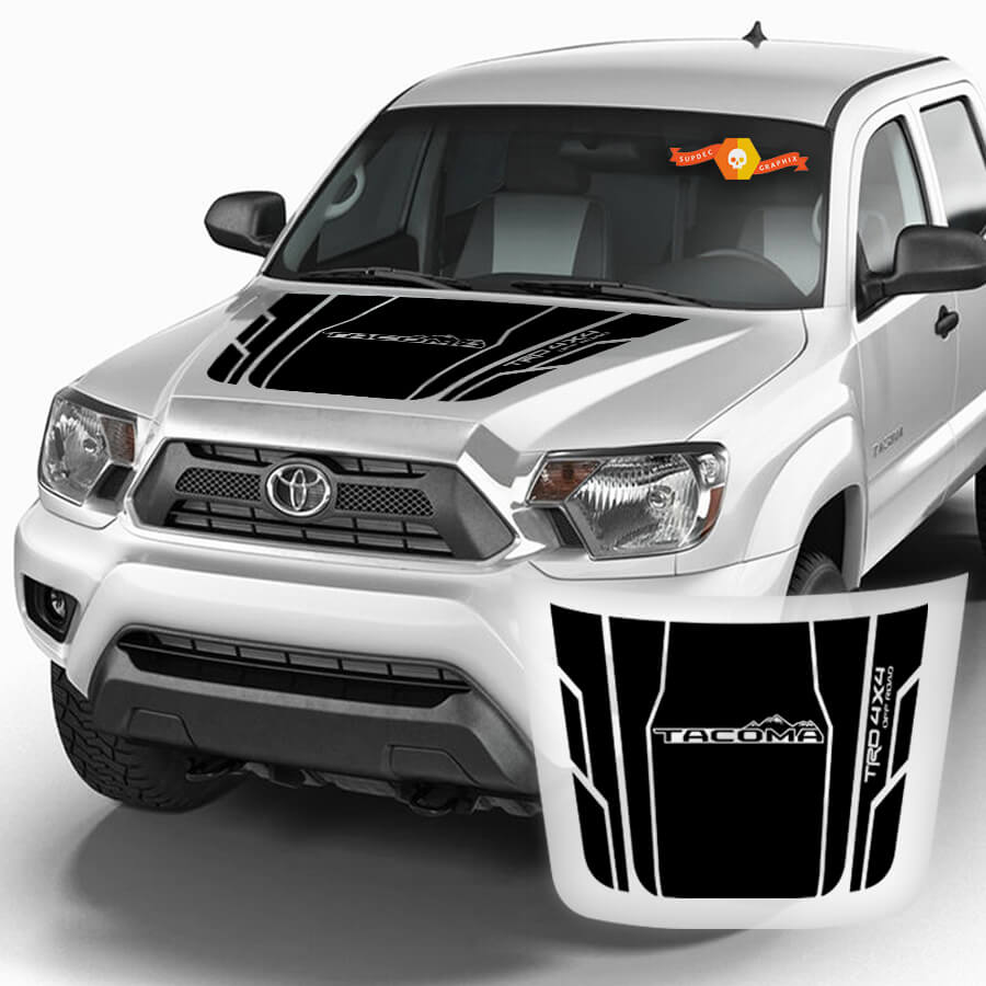 TRD Tacoma Hood  TRD 4x4 Off Road Road NO! Scoop in Mountains Vinyl Stickers Decal fit to Tacoma 16-21