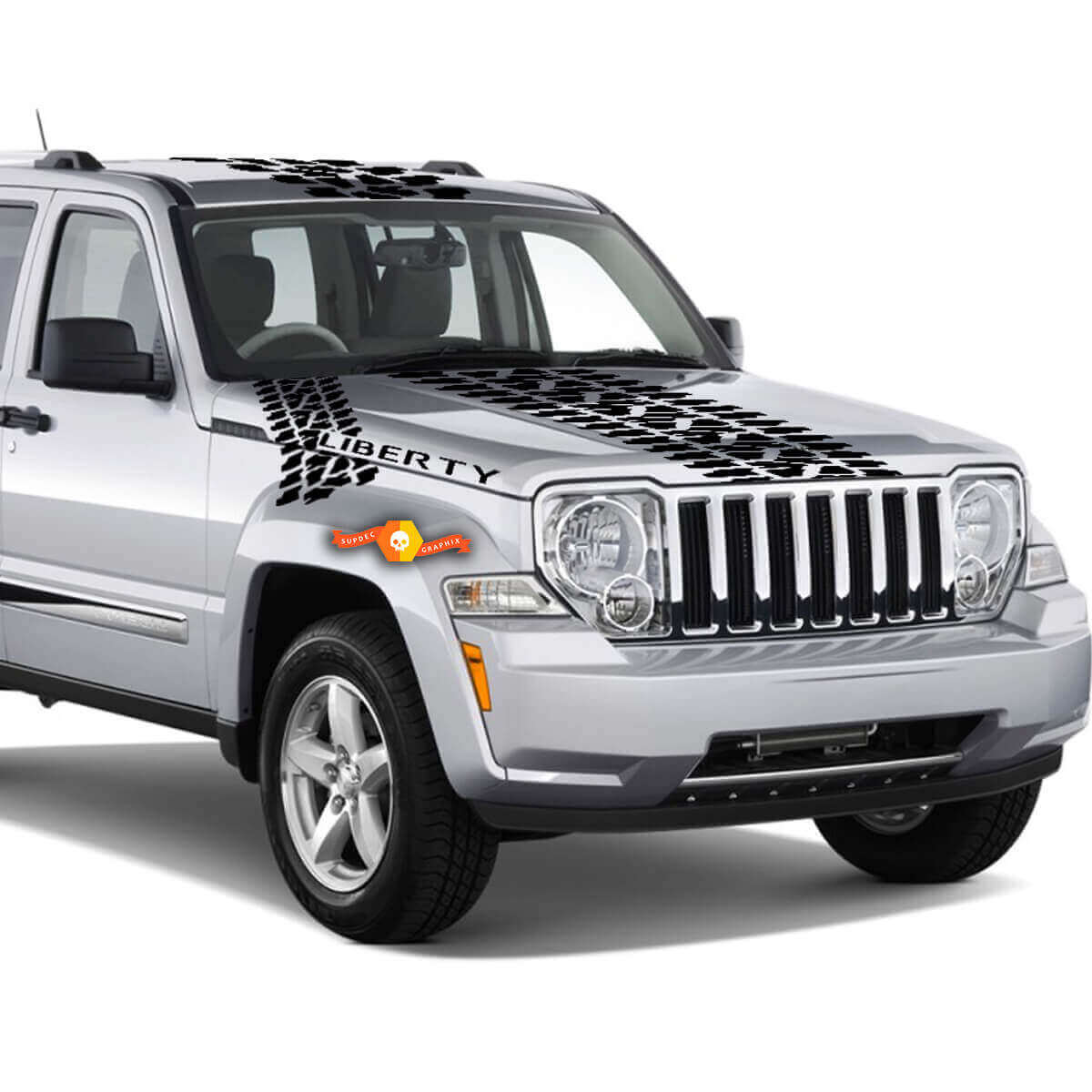 Tire Tread Hood Roof Trunk Vinyl Graphic Sticker Decals for Jeep Liberty