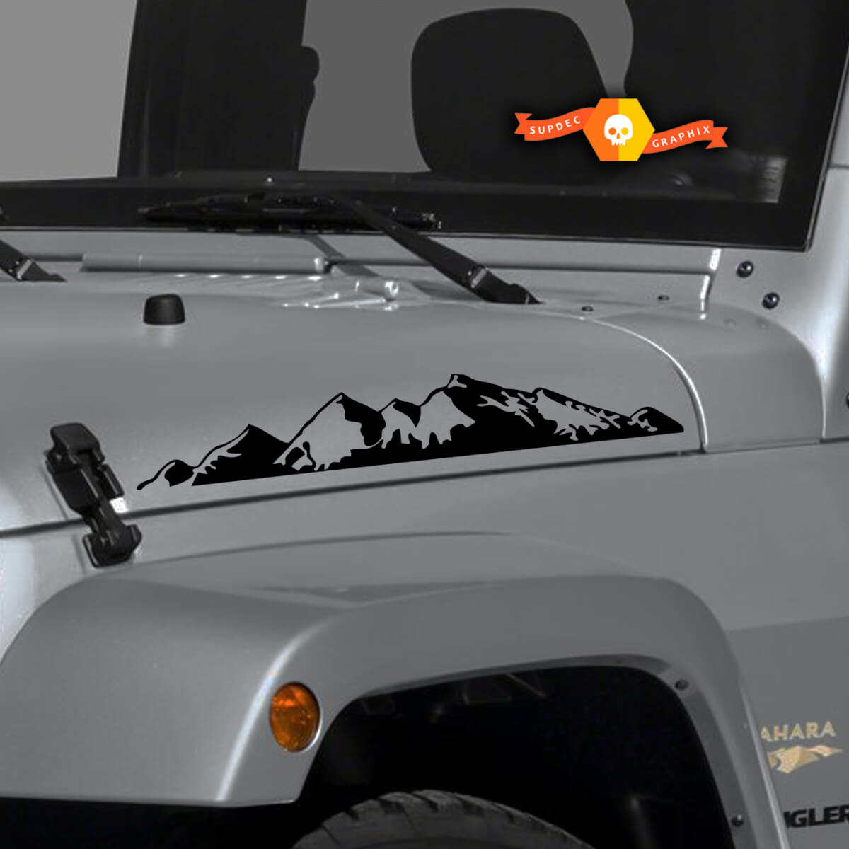 2 Mountains Jeep WRANGLER Hood Decals Stickers Rubicon TJ JK CJ YJ