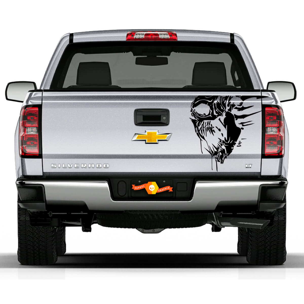 Cualquier camión de camiones Skull Tailgate Accent Vinyl Graphics Stripe Decal Modelo