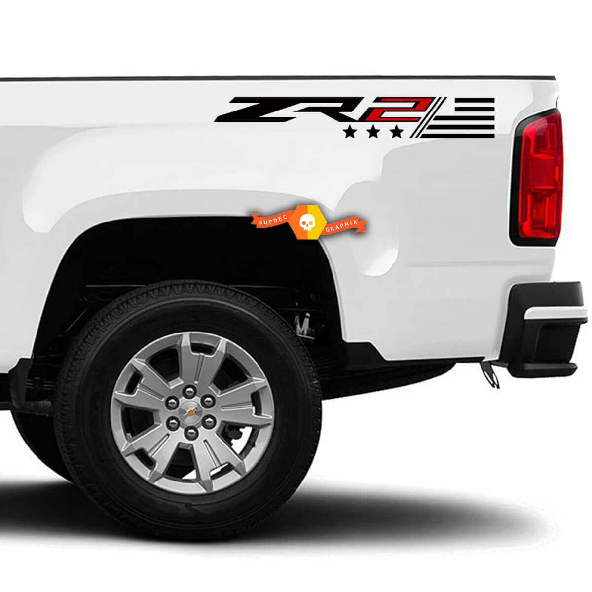 ZR2 USA Flag Bed Side Vinyl Decals Set for Chevy Colorado