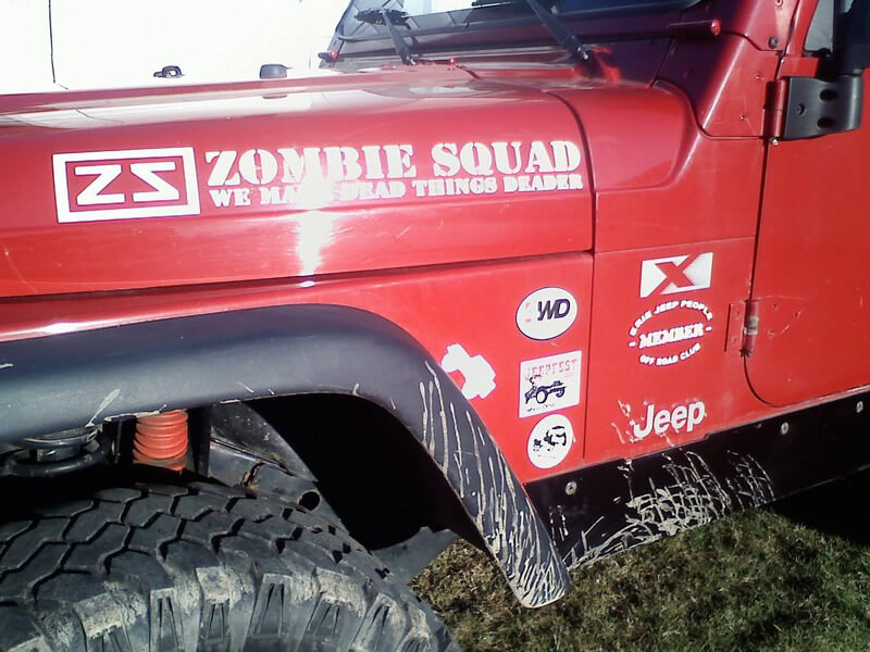 Zombie Squad We Make Dead Things Deader Vinyl Sticker Decal for Jeep