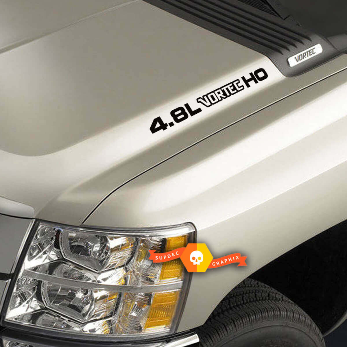 4.8L Vortec High Output three colored Hood Stickers Decals For Chevrolet Silverado Colorado GMC Sierra Canyon Trucks