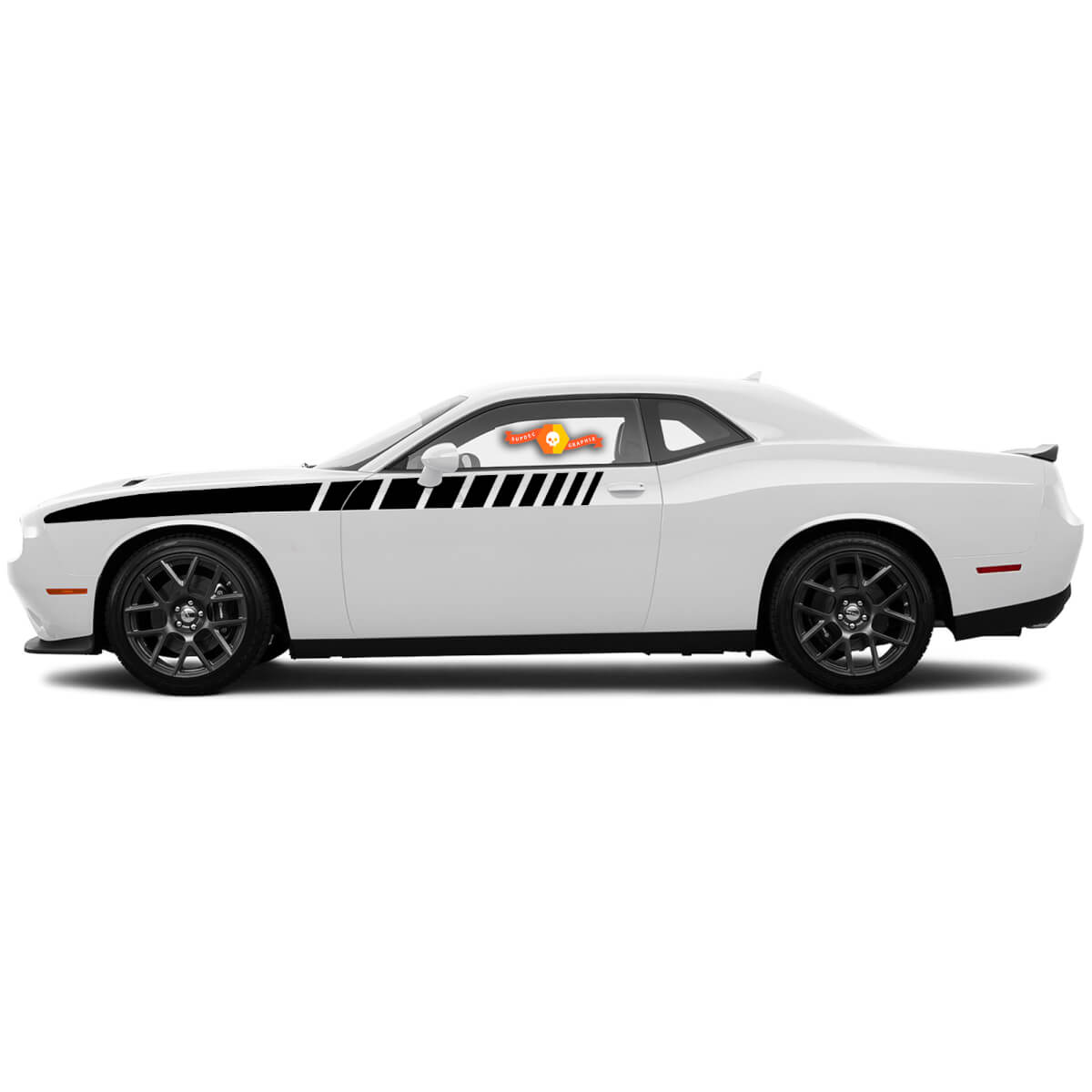 For 2008-2014 Dodge Challenger Half Length Strobe Side Stripes Racing Decals