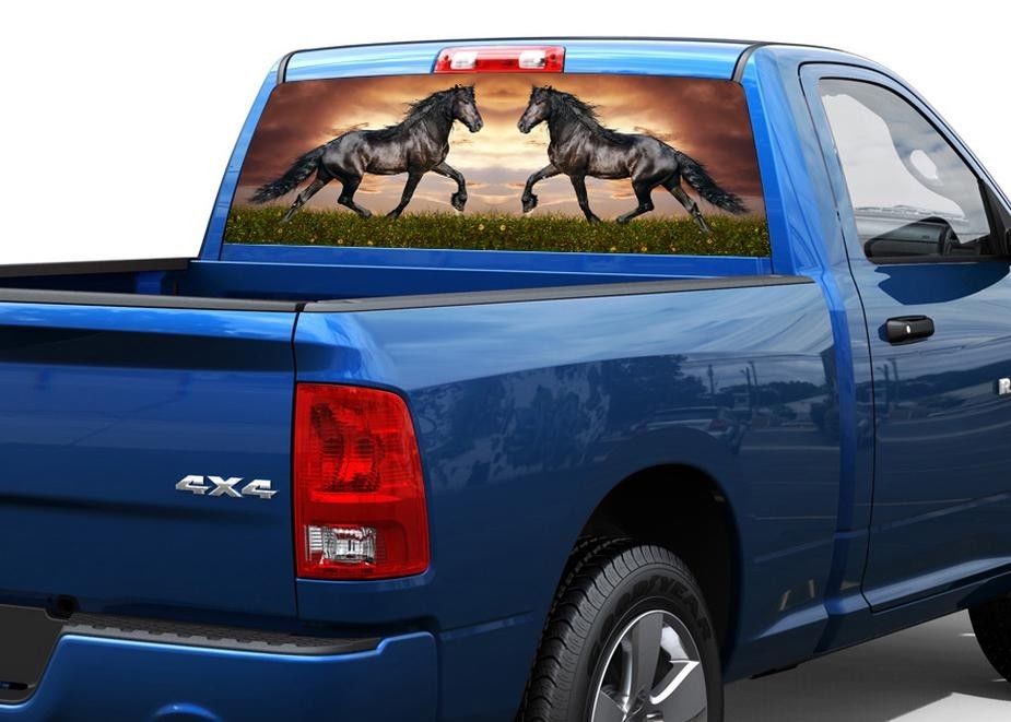 Black Horses Rear Window Decal Sticker Pick-up Truck Suv