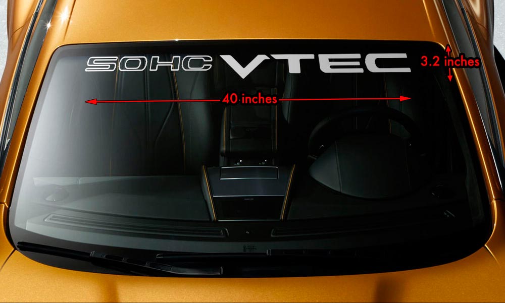 Car Front Exterior Windshield Window Glass Banner Decal Sticker For Honda VTEC