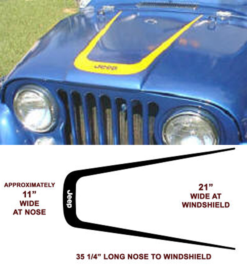 Oracal Hood Strobe Racing Stripe Vinyl Decal For Jeep Wrangler JK TJ YJ – USA Made, Left & Right