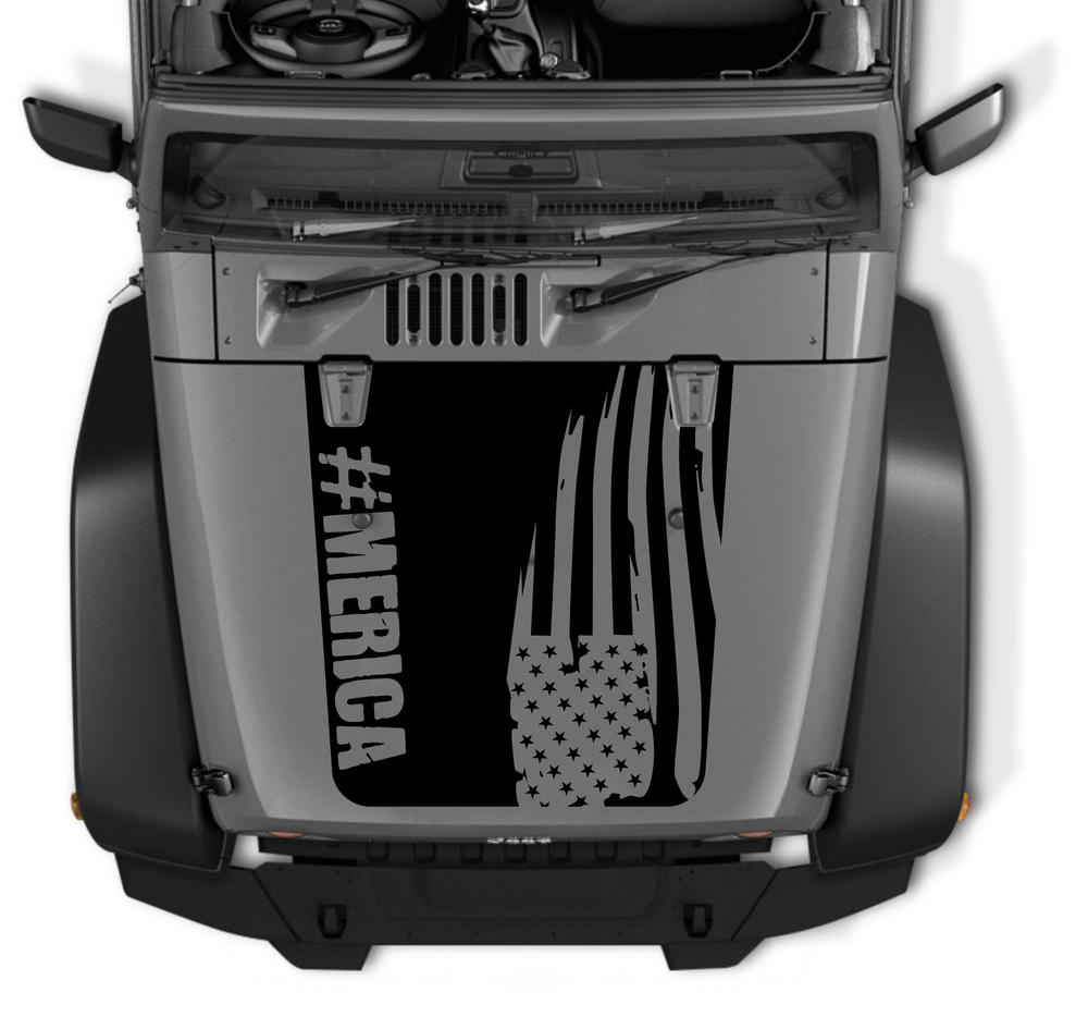 Product America hood decal distressed flag Decal CJ YJ TJ JK Vinyl Sticker