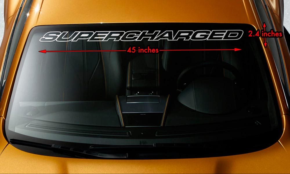 SUPERCHARGED V8 MUSCLE CAR Premium Windshield Banner Vinyl Decal Sticker 45x2.4