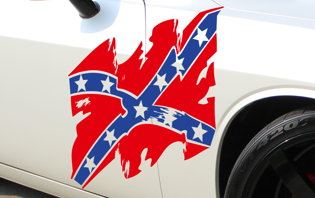 Big Confederate Flag General Lee USA Patriotic Stars Stripes Car Vinyl Sticker Decal