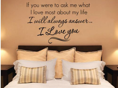 ~ I Love you ~ Removable Wall Quote Decal Vinyl Home Art Sticker