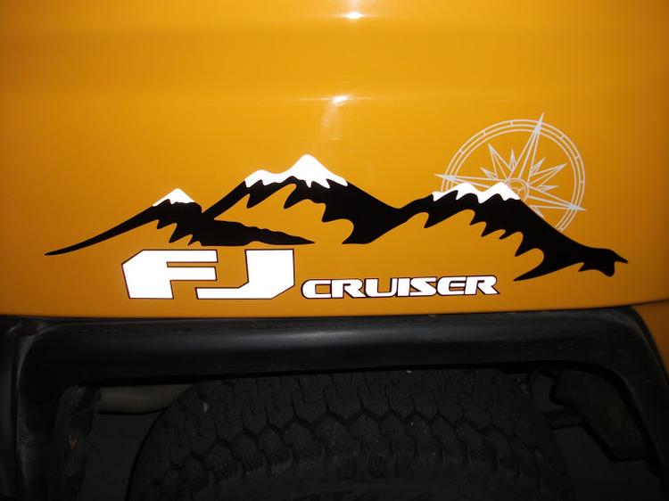PAIR Mountains Toyota FJ Cruiser side vinyl stickers decals 2 colors.