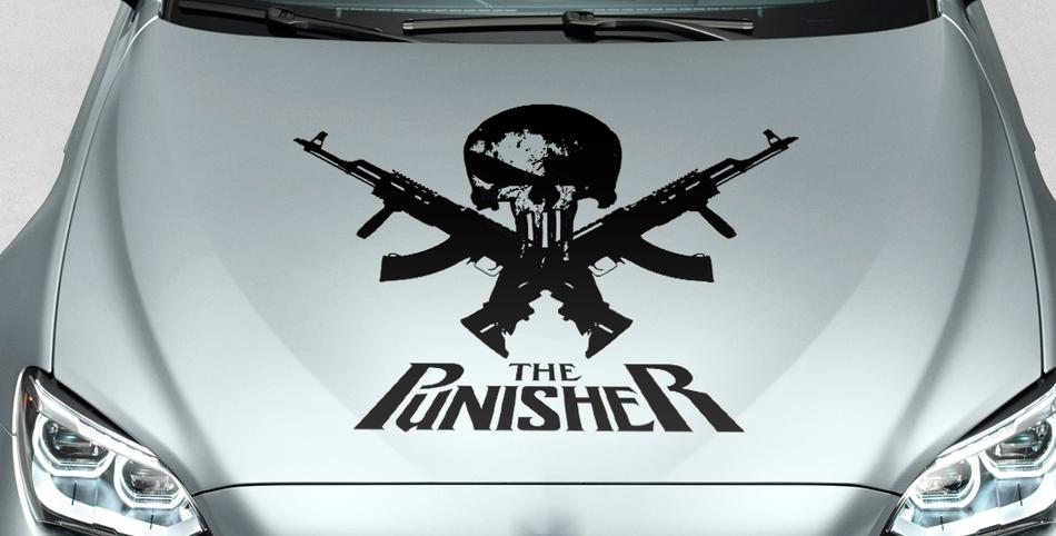 Punisher Skull & Words Hood Hood Side Vinyl Decal Sticker per auto Pista SUV