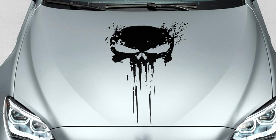 PUNISHER skull Distressed blood hood side vinyl decal sticker for car track  suv #33